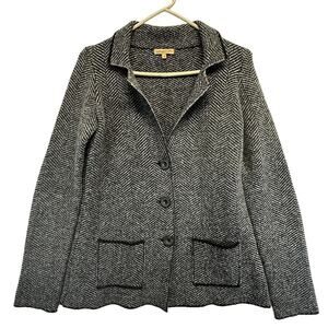 Cocogio Women Herringbone Jacket Blazer Made in‎ Italy Wool Spandex Small